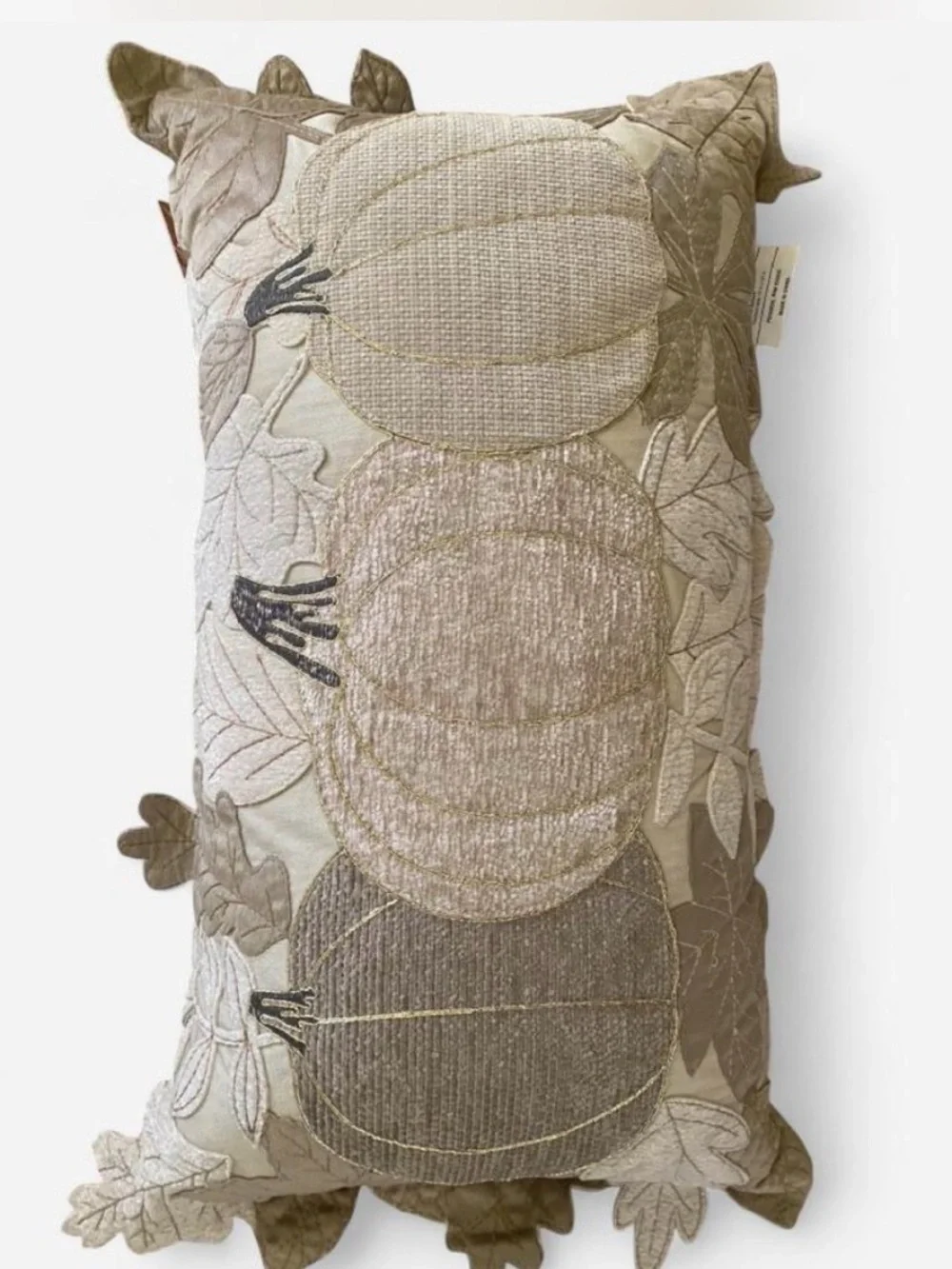 Neutral Pumpkin Appliqué Decorative Throw Pillow - Brand